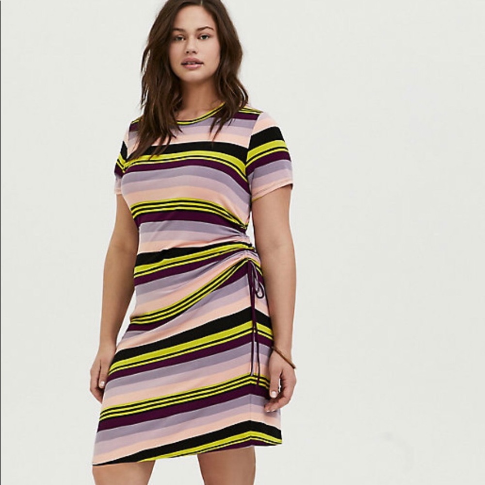 NWT Torrid Multi Striped Jersey Side String Dress